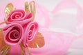 Artificial pink rose bouquet with copyspace for text Royalty Free Stock Photo