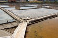 Artificial pond from which salt is extracted in Pomorie, Bulgaria