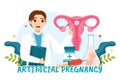 Artificial Pregnancy Vector Illustration with Couple After Successful Embryo Engraftment and Reproductology Health in Cartoon Royalty Free Stock Photo