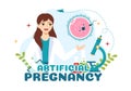 Artificial Pregnancy Vector Illustration with Couple After Successful Embryo Engraftment and Reproductology Health in Cartoon Royalty Free Stock Photo