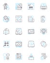 Artificial processing linear icons set. Algorithm, Automation, Cognition, Computation, Intelligence, Machine, Neural Royalty Free Stock Photo