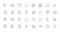Artificial processing linear icons set. Algorithm, Automation, Cognition, Computation, Intelligence, Machine, Neural Royalty Free Stock Photo