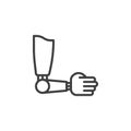 Artificial prosthesis hand line icon
