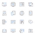 Artificial reality line icons collection. Simulation, Virtuality, Immersion, Augmentation, Enchantment, Interface