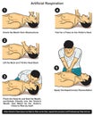 Artificial respiration steps infographic diagram