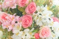 Artificial roses flower bouquet and soft focus background