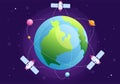 Artificial Satellites Orbiting the Planet Earth with Wireless Technology Global 5G Internet Network Satellite Communication
