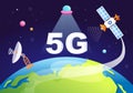 Artificial Satellites Orbiting the Planet Earth with Wireless Technology Global 5G Internet Network Satellite Communication