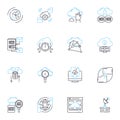 Artificial service linear icons set. Automation, Digitalization, Intelligence, Robotics, Machine-learning, Virtuality Royalty Free Stock Photo