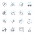 Artificial service linear icons set. Automation, Digitalization, Intelligence, Robotics, Machine-learning, Virtuality