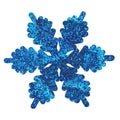 artificial snowflake, Christmas tree decoration with sequins, isolated