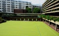 Artificial soccer pitch in urban development Royalty Free Stock Photo