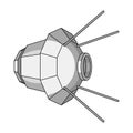 Artificial, space satellite of the Earth. Space technology single icon in monochrome style vector symbol stock