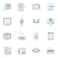 Artificial system linear icons set. Automation, Robotics, Algorithms, Machine learning, Intelligence, Synthesis Royalty Free Stock Photo