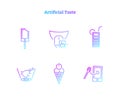 Artificial taste concept icons collection. Virtually generated digital food biochemical technology symbol set.