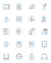 Artificial tech linear icons set. Intelligence, Automation, Robotics, Algorithm, Machine, Augmented, Synthetics line