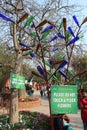 Tree made with plastic bottles in Garden of Five Senses, New Delhi, India