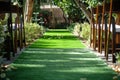 artificial turf aisle at a garden wedding Royalty Free Stock Photo