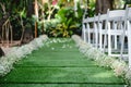 artificial turf aisle at a garden wedding Royalty Free Stock Photo