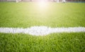 Artificial turf football field green white grid