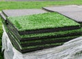 Artificial turf grass rug tiles Royalty Free Stock Photo