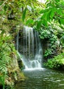 Artificial waterfall, cascading down into a pond, Queen Sirikit Botanic Garden, Chiang Mai, Thailand