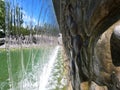 artificial waterfall, city fountain, pouring water