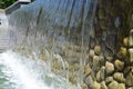 artificial waterfall, city fountain, close-up water