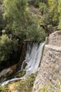 Sant`Angelo a Fasanella. View of the crossbar of the ancient power plant. Artificial waterfall at the sources of the Auso Royalty Free Stock Photo