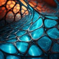 Artificial Web Pattern: Dark Aquamarine And Orange 3d Render Royalty Free Stock Photo