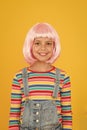 Artificial wig concept. Pigment dye hair. Growing freedom for self expression. Coloring childs hair great way upgrade Royalty Free Stock Photo