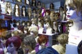 Artificial wig stores on mannequins