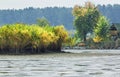 Artificially dried lake for fishing, Autumn,