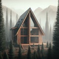Artificially Generated A-Frame Cabin in the Woods