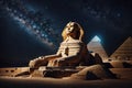 Artificially Generated Nighttime Scene of the Great Sphinx of Giza Royalty Free Stock Photo