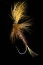 Artificial Dry Fishing Fly on Black Royalty Free Stock Photo