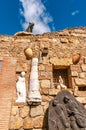 Artiistic stone carving, on exterior of winery tasting room