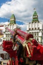 Artillery cannon painted with Russian patterns in Izmaylovsky Kr