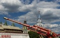 Artillery cannon painted with Russian patterns in Izmaylovsky Kr