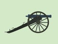 Artillery civil war cannon isolated with green background Royalty Free Stock Photo