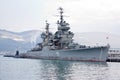 Artillery cruiser `Mikhail Kutuzov` in the port .