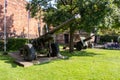 Artillery guns in the grounds of the castle Shrewsbury Shropshire September 2020 Royalty Free Stock Photo