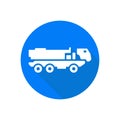 Artillery rocket system flat style vector icon. Military vehicle.