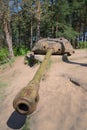 Artillery tower installation, AFDS on the base of the tower tank is-4, sunny may day