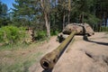 Artillery tower installation, AFDS on the base of the tower tank is-4, sunny may day