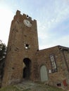 Artimino, Tuscany, Italy, turreted door-Porta turrita with clock, view.