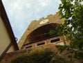 Artimino, Tuscany, Italy, turreted door-Porta turrita with clock , view.