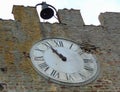 Artimino, Tuscany, Italy, turreted door-Porta turrita,old clock.