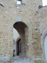 Artimino, Tuscany, Italy, turreted door-Porta turrita,wall, arch.