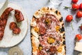 artisan baked pizza with ingredients Royalty Free Stock Photo